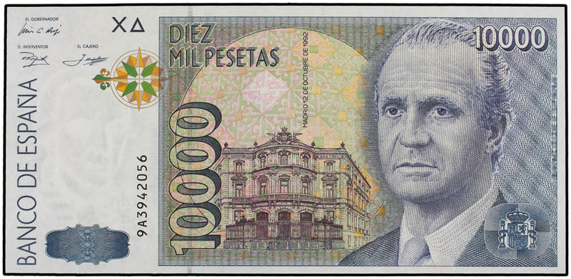 Juan Carlos I. 10.000 Pesetas. 12 Octubre 1992. Juan Carlos I. Serie sustitutiva...