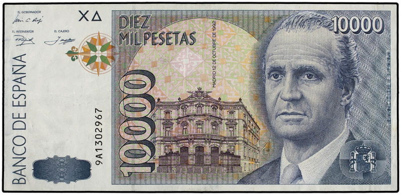Juan Carlos I. 10.000 Pesetas. 12 Octubre 1992. Juan Carlos I. Serie sustitutiva...