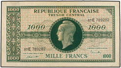1.000 Francos. S/F (1944). FRANCIA. WPM-107. MBC+.