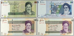 Lote 4 billetes 20.000, 50.000 (2) y 100.000 Rials. (2004), 2006 y 2010. IRÁN. Khomeini Square, Emblema Atómico (2) y Tumba del poeta Sa´di. Pick-148c...