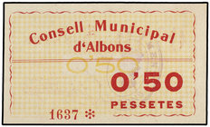 Catalonia. 0,50 Pessetes. C.M. d´ALBONS. ESCASO. AT-71. SC.