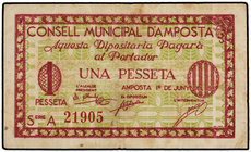 Catalonia. 1 Pesseta. 1 Juny 1937. C.M. d´AMPOSTA. (Leves manchitas). AT-155. MBC+.
