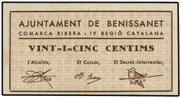 Catalonia. 25 Cèntims. 31 Juliol 1937. Aj. de BENISSANET. ESCASO. AT-421. SC.