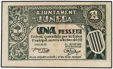 Catalonia. 1 Pesseta. 4 Setembre 1937. Aj. de JUNEDA. AT-1293. MBC+.