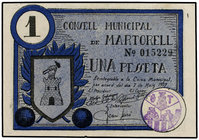 Catalonia. 1 Pesseta. 7 Maig 1937. C.M. de MARTORELL. AT-1443. EBC.