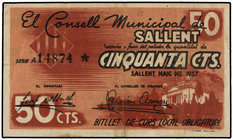 Catalonia. 50 Cèntims. Maig 1937. C.M. de SALLENT. AT-2259. MBC.