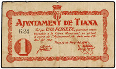 Catalonia. 1 Pesseta. 11 Abril 1937. Aj. de TIANA. AT-2461. MBC.