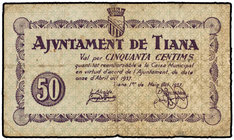 Catalonia. 50 Cèntims. 11 Abril 1937. Aj. de TIANA. (Algo sucio). AT-2464. MBC-.