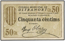 Catalonia. 50 Cèntims. C.M. de ULTRAMORT. AT-2623a. EBC-.