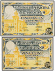 Catalonia. Lote 2 billetes 25 y 50 Cèntims. 14 Maig 1937. C.M. de VILADECANS. ESCASOS. AT-2768, 2769. SC.