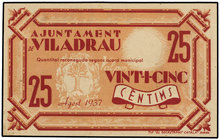 Catalonia. 25 Cèntims. Agost 1937. Aj. de VILADRAU. AT-2778. SC.