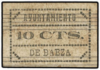 Andalucia. 10 Céntimos. Ay. de BAEZA (Jaén). Sin Serie. Sello tampón violeta en reverso. (Algo sucio). RGH-842 ; Mont-217A. MBC+.