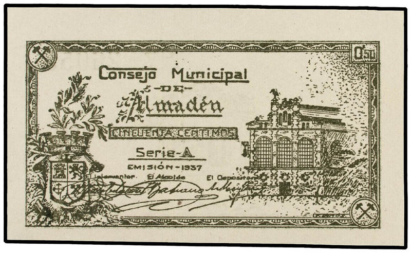 Castilla - La Mancha. 0,50 Céntimos. 1937. C.M. de ALMADÉN (Ciudad Real). RGH-53...