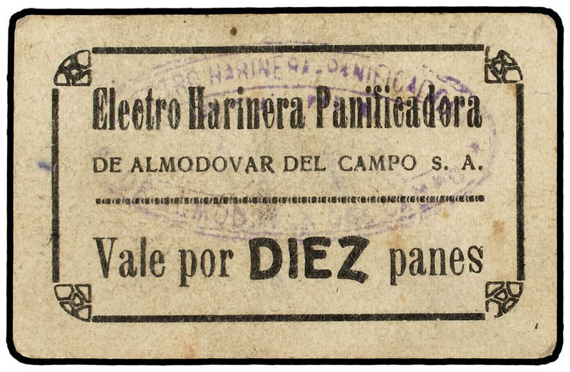 Vale por 10 panes. ELECTRO HARINERA PANIFICADORA. ALMODÓVAR DEL CAMPO (Ciudad Re...