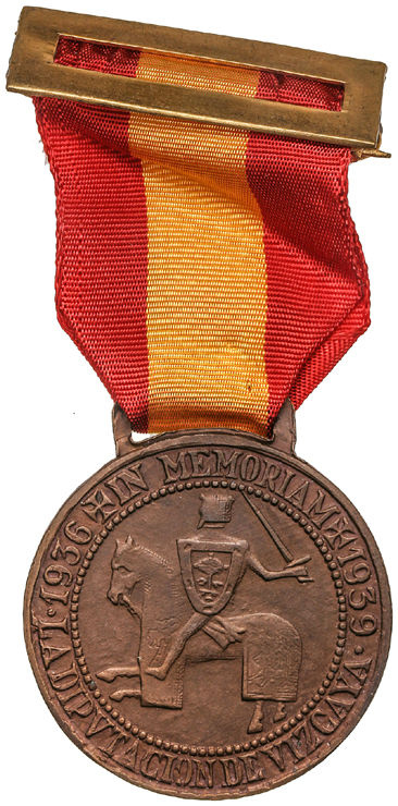 Diputación de Vizcaya. 1936/1939. AE. Ø 36 mm. Con cinta y prendedor. PG-902. SC...