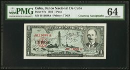 Cuba Banco Nacional de Cuba 1 Peso 1956 Pick 87a "Courtesy Autograph" PMG Choice Uncirculated 64. 

HID09801242017