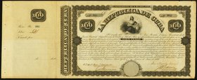 Cuba Republica de Cuba War Bond 100 Pesos 1.6.1869 Pick UNL Very Fine. Edge splits and pinholes present.

HID09801242017