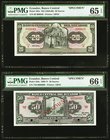 Ecuador Banco Central del Ecuador 20; 50 Sucres ND (1950-60); 24.5.1968 Pick 102s; 104s Two Specimens PMG Gem Uncirculated 65 EPQ; Gem Uncirculated 66...