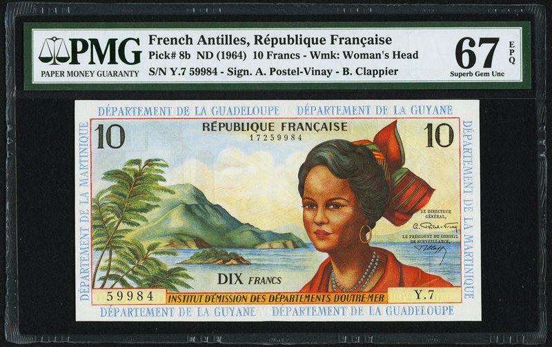 French Antilles Institut d'Emission des Departements d'Outre-Mer 10 Francs ND (1...