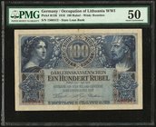 Germany Lithuanian Occupation 100 Rubel 17.4.1916 Pick R126 PMG About Uncirculated 50. Split repairs.

HID09801242017
