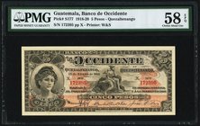 Guatemala Banco de Occidente 5 Pesos 15.1.1918 Pick S177 PMG Choice About Unc 58 EPQ. 

HID09801242017