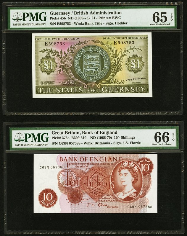 Guernsey States of Guernsey 1 Pound ND (1969-75) Pick 45b PMG Gem Uncirculated 6...