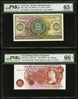 Guernsey States of Guernsey 1 Pound ND (1969-75) Pick 45b PMG Gem Uncirculated 65 EPQ. Great Britain Bank Of England 10 Shillings ND (1966-70) Pick 37...