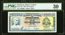 Honduras Banco Central de Honduras 50 Lempiras 20.1.1956 Pick 54a PMG Very Fine 30. 

HID09801242017