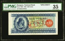 Hungary Hungarian National Bank 100 Forint 1946 Pick 160s Specimen PMG Choice Very Fine 35. 

HID09801242017