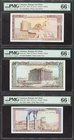 Lebanon Banque du Liban 25; 50; 10 Livres 1983; 1988; 1986 Pick 64c; 65d; 63f Three Examples PMG Gem Uncirculated 66 EPQ. 

HID09801242017