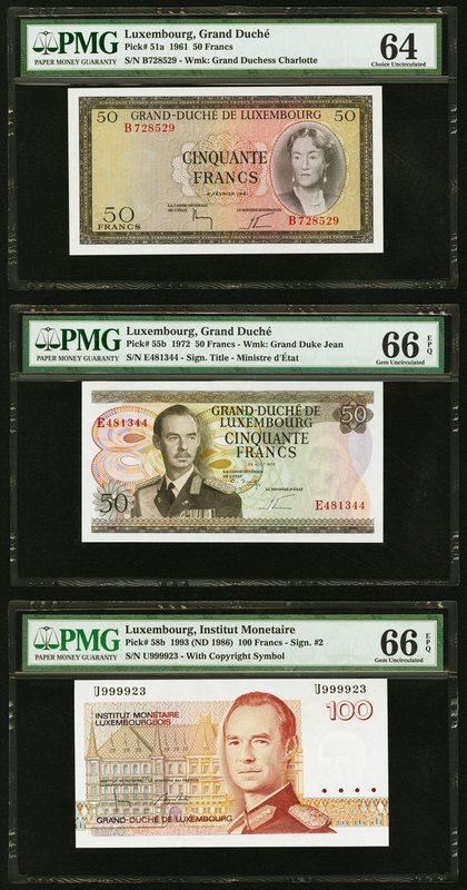 Luxembourg Grand-Duche de Luxembourg 50 (2); 100 Francs 1961; 1972; 1993 (ND 198...