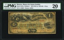 Mexico Banco de Santa Eulalia 1 Peso 1875 (ca. 1875-82) Pick S191a PMG Very Fine 20. Splits.

HID09801242017