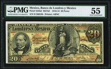 Mexico Banco de Londres y Mexico 20 Pesos 1.10.1913 Pick S235d M273d PMG About Uncirculated 55. 

HID09801242017