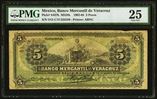 Mexico Banco Mercantil De Veracruz 5 Pesos 8.11.1905 Pick S437b M528b PMG Very Fine 25. 

HID09801242017
