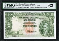 New Zealand Reserve Bank of New Zealand 10 Pounds ND (1960-97) Pick 161d PMG Choice Uncirculated 63. Minor thinning.

HID09801242017