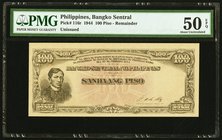 Philippines Bangko Sentral 100 Piso 1944 Pick 116r Remainder PMG About Uncirculated 50 EPQ. 

HID09801242017