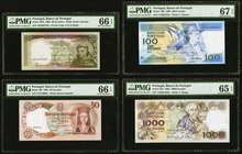 Portugal Banco de Portugal Four PMG Graded Examples. 20 Escudos 26.5.1964 Pick 167b PMG Gem Uncirculated 66 EPQ. 50 Escudos 25.2.1964 Pick 168 PMG Gem...