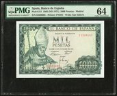 Spain Banco de Espana 1000 Pesetas 19.11.1965 (ND 1971) Pick 151 PMG Choice Uncirculated 64. Staple holes.

HID09801242017
