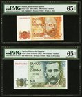 Spain Banco de Espana 200; 1000 Pesetas 1980 (1984); 1979 (ND 1982) Pick 156; 158a Two Examples PMG Gem Uncirculated 65 EPQ. 

HID09801242017