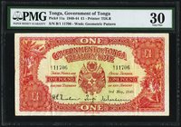 Tonga Government of Tonga 1 Pound 3.5.1940 Pick 11a PMG Very Fine 30. 

HID09801242017