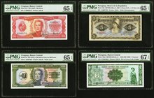 Uruguay Banco Central Del Uruguay 500; 100 Pesos ND (1975); ND (1967) Pick 54; 47a Two Examples PMG Gem Uncirculated 65 EPQ; Paraguay Banco de la Repu...
