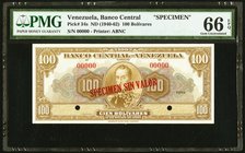 Venezuela Banco Central De Venezuela 100 Bolivares ND (1940-62) Pick 34s Specimen PMG Gem Uncirculated 66 EPQ. Two POCs.

HID09801242017
