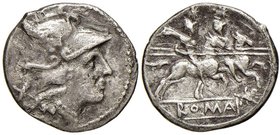 Anonime con simboli - Denario (211-170 a.C.) Testa di Roma a d. - R/ I Dioscuri a cavallo a d., sotto, grifone - B. 20; Cr. 182/1 AG (g 3,10)
Grading...