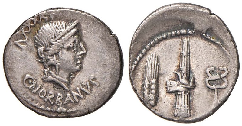 Norbana - Caius Norbanus - Denario (83 a.C.) Testa di Venere a d. - R/ Spiga, fa...