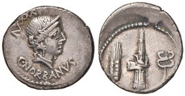 Norbana - Caius Norbanus - Denario (83 a.C.) Testa di Venere a d. - R/ Spiga, fascio e caduceo - B. 2; Cr. 357/1b AG (g 3,82) 
Grading/Stato:qSPL