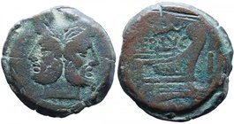 Terentia - Asse (147 a.C.) Testa di Giano - R/ Prua a d., in alto, la Vittoria - Cr. 217/2 AE (g 23,00)
Grading/Stato:MB+