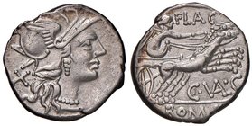 Valeria - C. Valerius C. f. Flaccus - Denario (140 a.C.) Testa elmata di Roma a d. - R/ La Vittoria su biga a d. - B. 7; Cr. 228/2 AG (g 3,87)
Gradin...