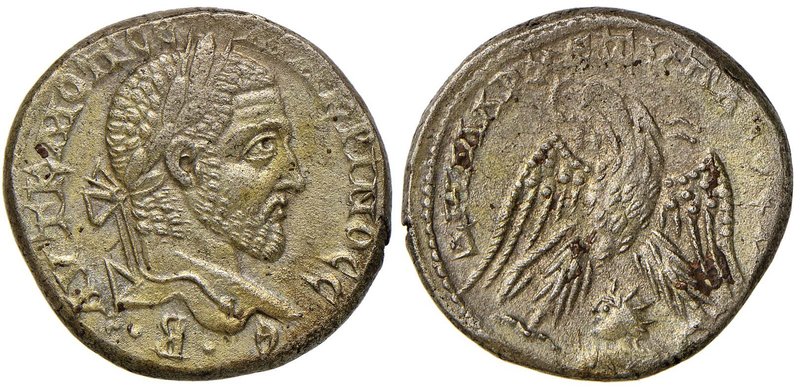 Macrino (217-218) Tetradramma di Antiochia in Siria - Busto radiato a d. - R/ Aq...