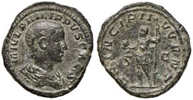 Filippo II (244-249) Sesterzio - Busto a d. - R/ Filippo stante a s. - RIC 56a AE (g 22,85) Campi del R/ ritoccati
Grading/Stato:BB