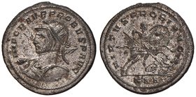 Probo (276-282) Antoniniano (Serdica) Busto elmato a s. con lancia e scudo - R/ L’imperatore a cavallo a d. colpisce un nemico - RIC 877 MI (g 4,57) ...